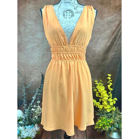 Semi Backless Sleeveless Gathered Waist Vero Moda Bonni Catch Mini Dress OrangeM - Picture 5 of 16